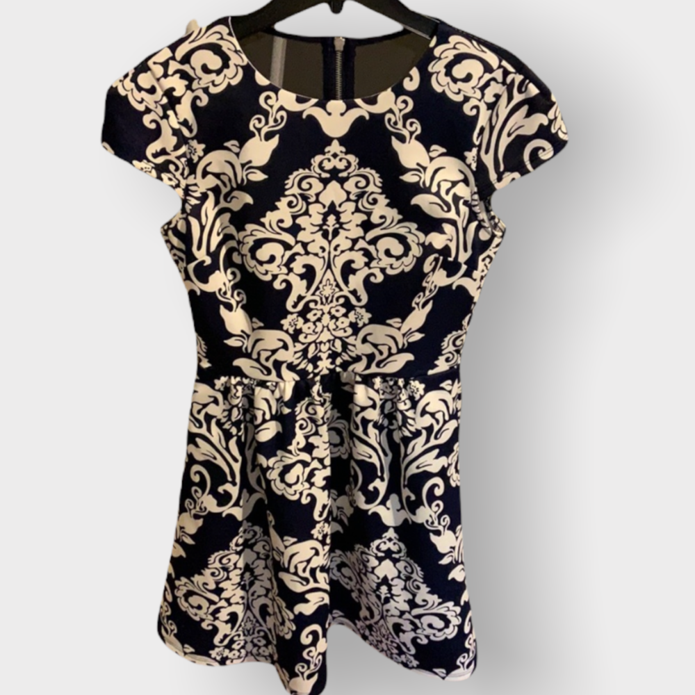 B Darlin navy blouse and white dress